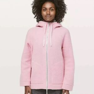 Lululemon SO SHERPA HOODED JACKET  SZ 12  l
 NWT Heathered Pink Haze J3